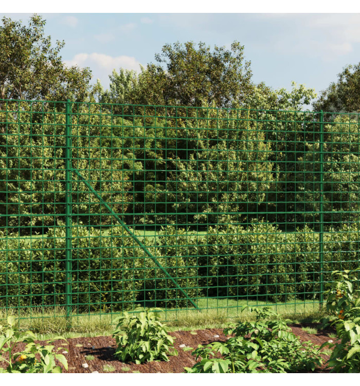 Clôture en treillis métallique avec bride vert 2x25 m | Mobilier & Déco
