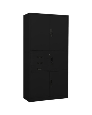 Armoire de bureau Noir 90x40x180 cm Acier | Mobilier & Déco