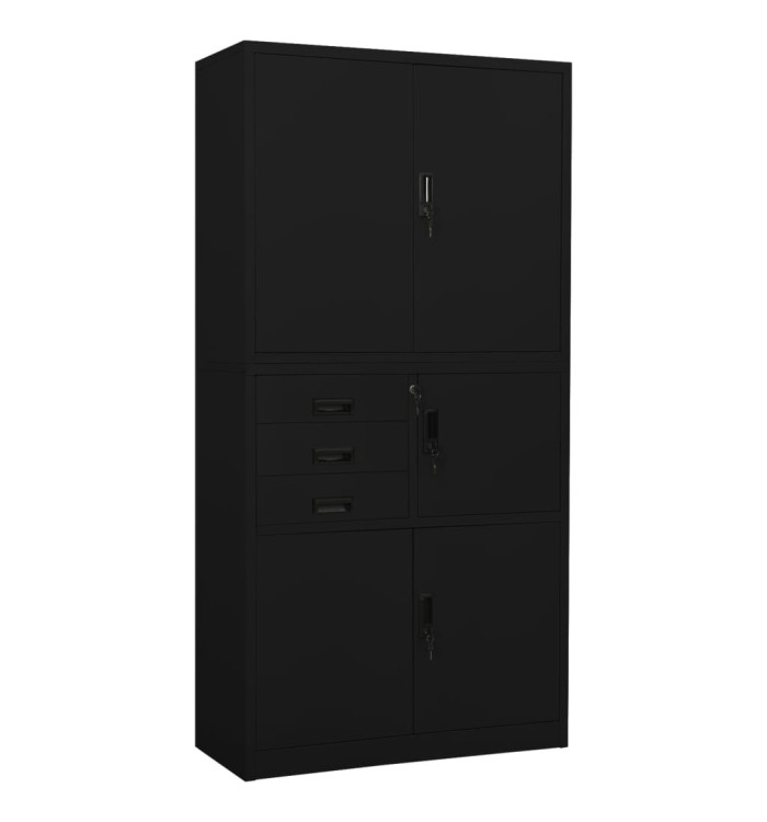 Armoire de bureau Noir 90x40x180 cm Acier | Mobilier & Déco