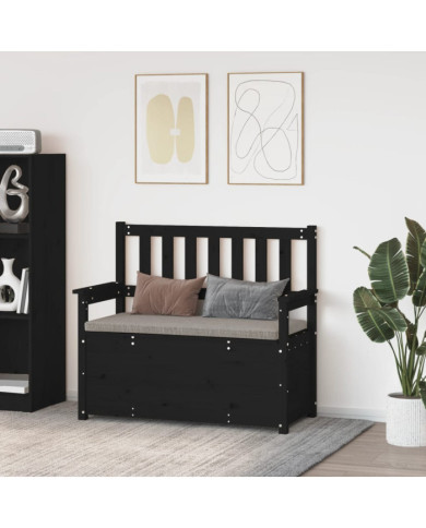 Banc Noir 112,5x51,5x96,5 cm Bois de pin massif | Mobilier & Déco