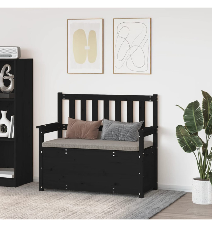 Banc Noir 112,5x51,5x96,5 cm Bois de pin massif | Mobilier & Déco