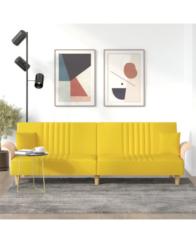 Canapé-lit avec accoudoirs jaune clair tissu | Mobilier & Déco