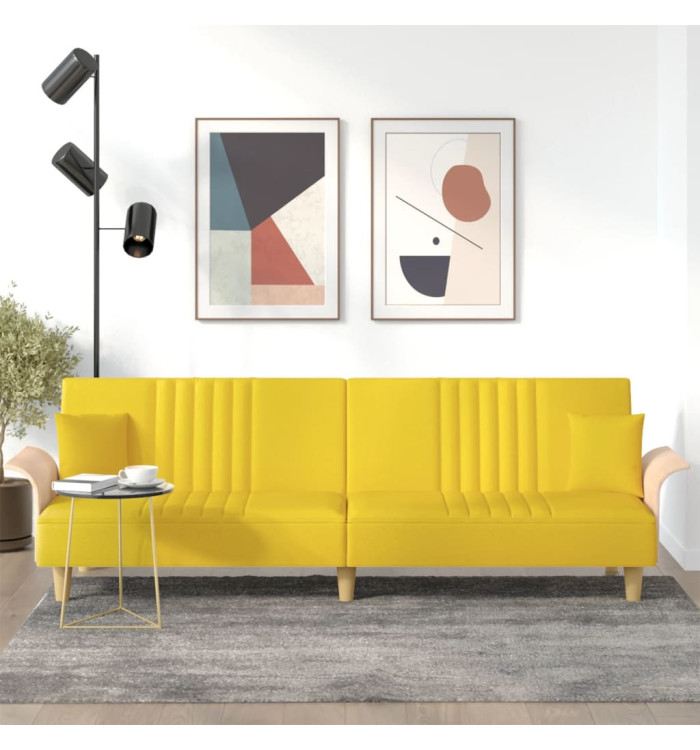Canapé-lit avec accoudoirs jaune clair tissu | Mobilier & Déco