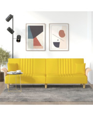 Canapé-lit avec accoudoirs jaune clair tissu | Mobilier & Déco