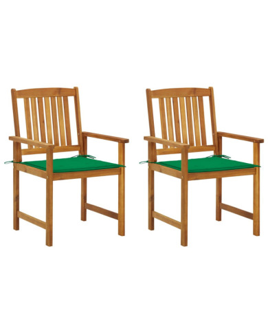Chaises de jardin avec coussins lot de 2 Bois d'acacia massif | Mobilier & Déco