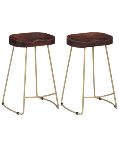 Tabourets de bar Gavin lot de 2 bois de manguier massif | Mobilier & Déco
