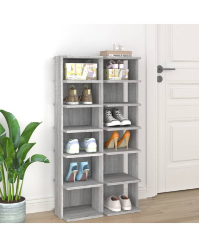 Étagères à chaussures 2 pcs Sonoma gris 27,5x27x102 cm | Mobilier & Déco