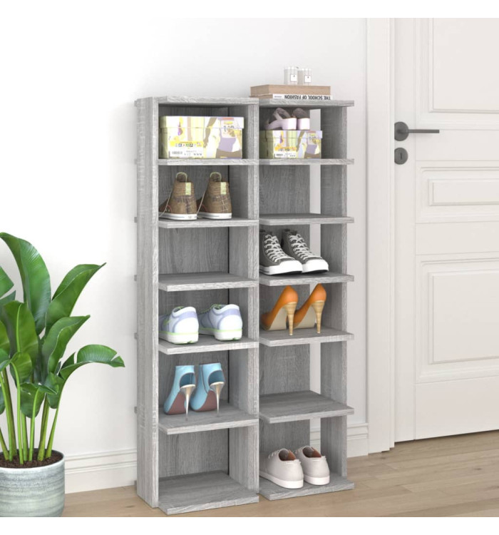 Étagères à chaussures 2 pcs Sonoma gris 27,5x27x102 cm | Mobilier & Déco