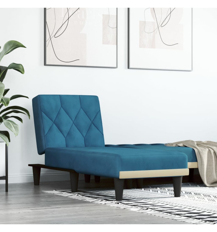 Chaise longue bleu velours | Mobilier & Déco