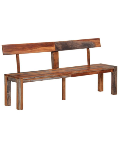 Banc avec dossier 160 cm gris bois massif d'acacia | Mobilier & Déco