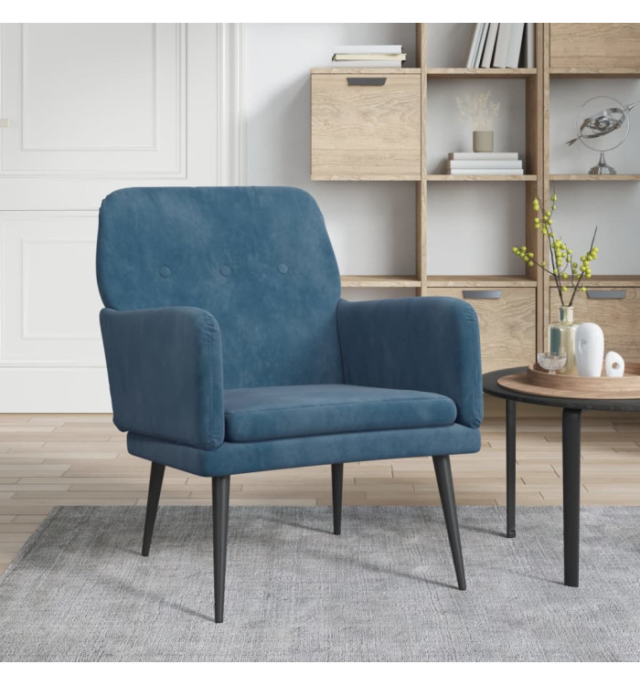 Fauteuil Bleu 62x79x79 cm Velours | Mobilier & Déco