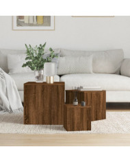 Tables d'appoint 3 pcs Chêne marron Bois d'ingénierie | Mobilier & Déco