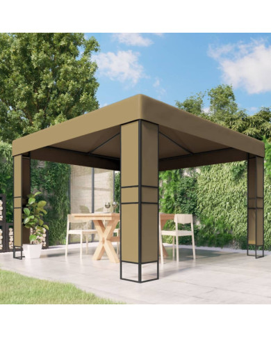 Belvédère avec double toit 3x3x2,7 m Taupe 180 g/m² | Mobilier & Déco