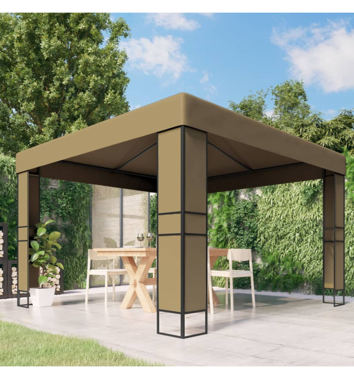 Belvédère avec double toit 3x3x2,7 m Taupe 180 g/m² | Mobilier & Déco