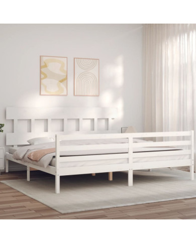 Cadre de lit sans matelas blanc bois massif | Mobilier & Déco