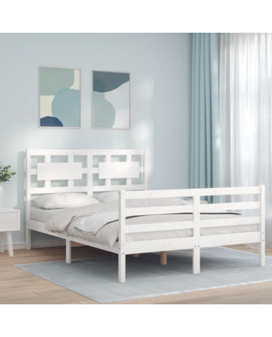 Cadre de lit sans matelas blanc bois massif | Mobilier & Déco