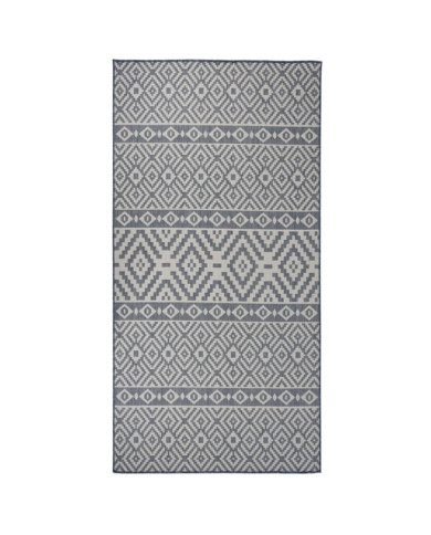 Tapis à tissage plat d'extérieur 100x200 cm Rayures bleues | Mobilier & Déco
