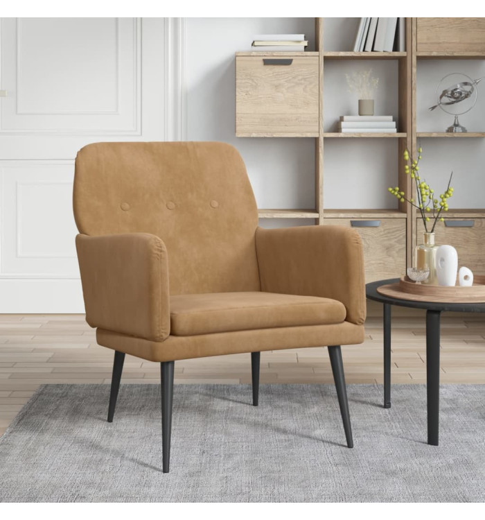 Fauteuil Marron 62x79x79 cm Velours | Mobilier & Déco