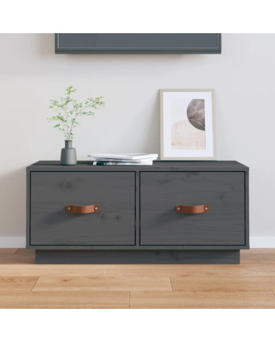 Meuble TV Gris 80x34x35 cm Bois de pin massif | Mobilier & Déco