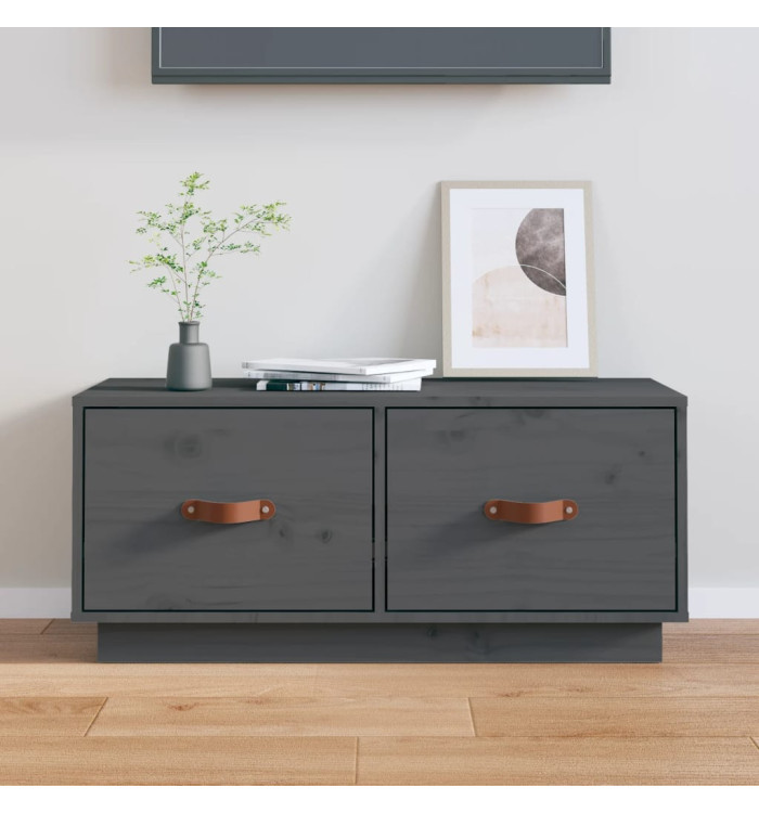 Meuble TV Gris 80x34x35 cm Bois de pin massif | Mobilier & Déco