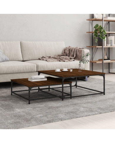 Tables basses gigognes 2 pcs chêne marron bois d'ingénierie | Mobilier & Déco