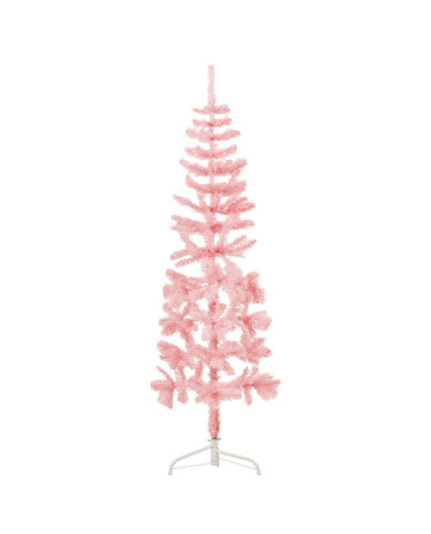 Demi sapin de Noël artificiel mince avec support Rose 120 cm | Mobilier & Déco