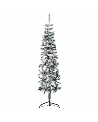 Demi sapin de Noël artificiel mince avec neige floquée 150 cm | Mobilier & Déco