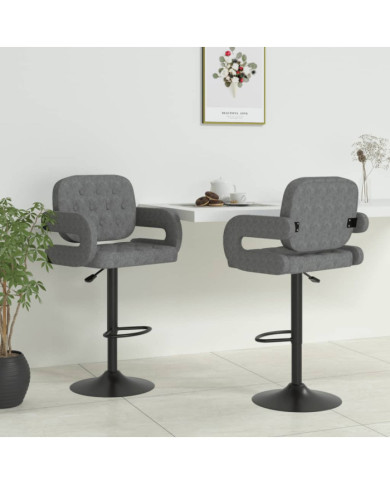 Tabourets de bar lot de 2 gris clair tissu | Mobilier & Déco