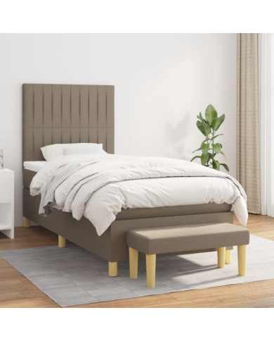 Sommier à lattes de lit avec matelas Taupe 90x200 cm Tissu | Mobilier & Déco