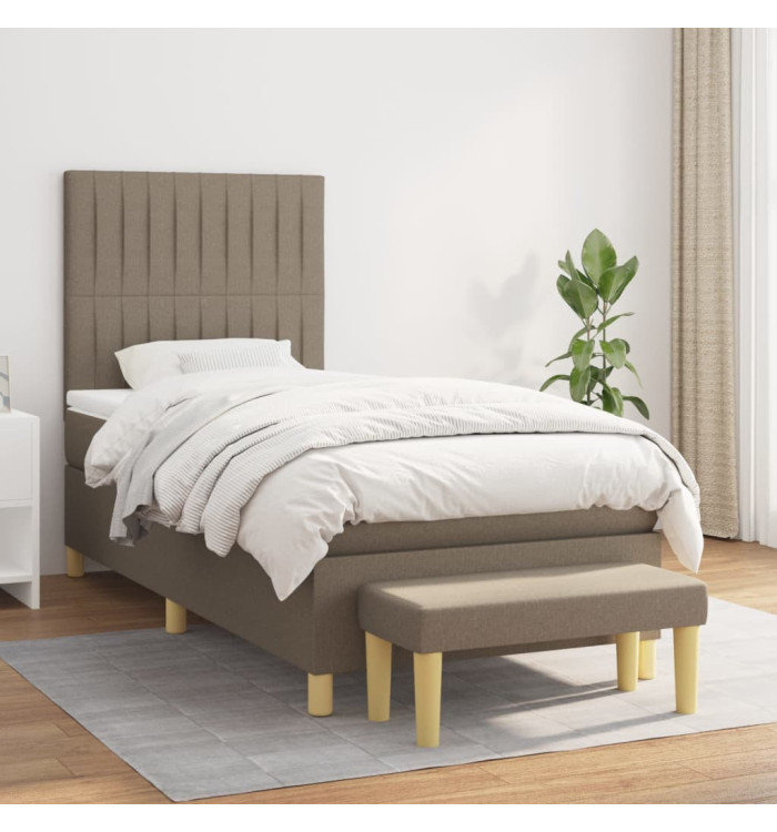 Sommier à lattes de lit avec matelas Taupe 90x200 cm Tissu | Mobilier & Déco