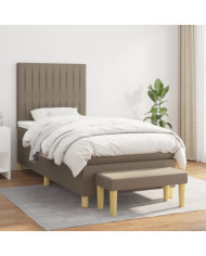 Sommier à lattes de lit avec matelas Taupe 90x200 cm Tissu | Mobilier & Déco