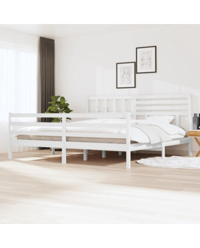 Cadre de lit sans matelas blanc 180x200 cm bois massif | Mobilier & Déco