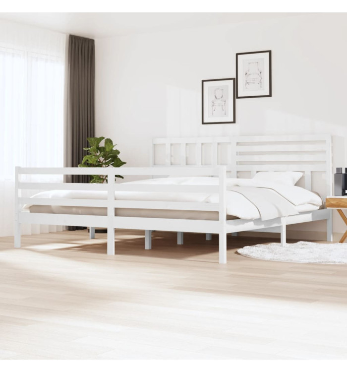Cadre de lit sans matelas blanc 180x200 cm bois massif | Mobilier & Déco