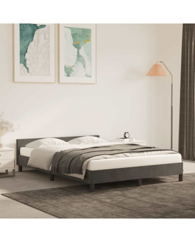 Cadre de lit sans matelas gris foncé 140x190 cm velours | Mobilier & Déco