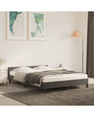 Cadre de lit sans matelas gris foncé 140x190 cm velours | Mobilier & Déco