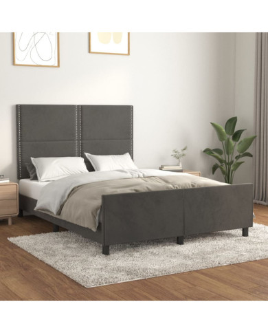 Cadre de lit sans matelas gris foncé 140x190 cm velours | Mobilier & Déco