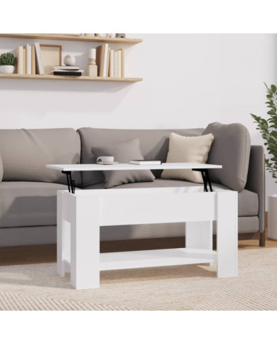 Table basse blanc 101x49x52 cm bois d'ingénierie | Mobilier & Déco