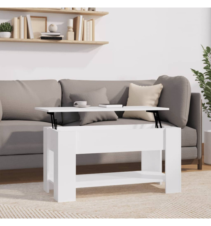 Table basse blanc 101x49x52 cm bois d'ingénierie | Mobilier & Déco