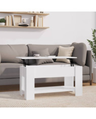 Table basse blanc 101x49x52 cm bois d'ingénierie | Mobilier & Déco