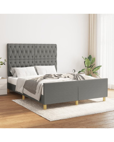 Cadre de lit sans matelas gris foncé 140x190 cm tissu | Mobilier & Déco