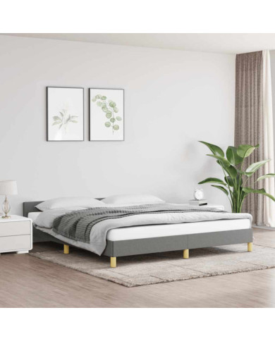 Cadre de lit sans matelas gris foncé 180x200 cm tissu | Mobilier & Déco
