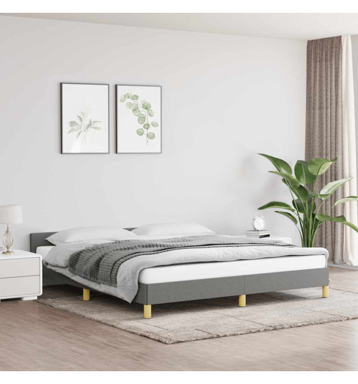 Cadre de lit sans matelas gris foncé 180x200 cm tissu | Mobilier & Déco