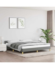 Cadre de lit sans matelas gris foncé 180x200 cm tissu | Mobilier & Déco