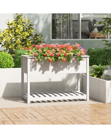 Jardinière avec étagère Blanc 111,5x54x81 cm Bois massif de pin | Mobilier & Déco