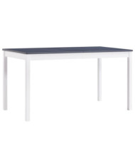 Table à manger Blanc et gris 140x70x73 cm Bois de pin | Mobilier & Déco