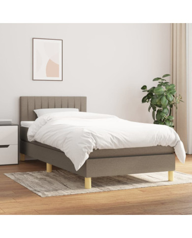 Sommier à lattes de lit avec matelas Taupe 100x200 cm Tissu | Mobilier & Déco