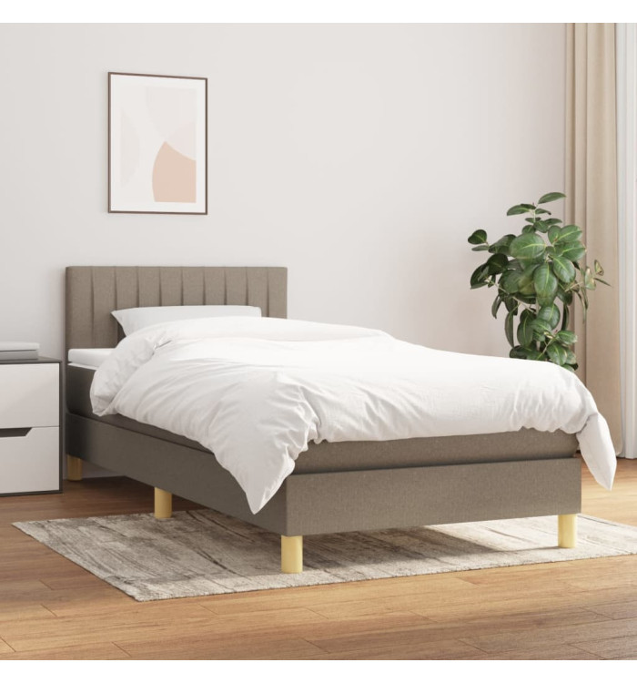 Sommier à lattes de lit avec matelas Taupe 100x200 cm Tissu | Mobilier & Déco
