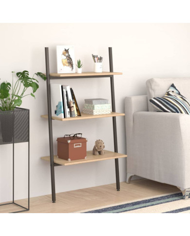 Étagère inclinée à 3 niveaux Marron clair et noir 64x34x116 cm | Mobilier & Déco
