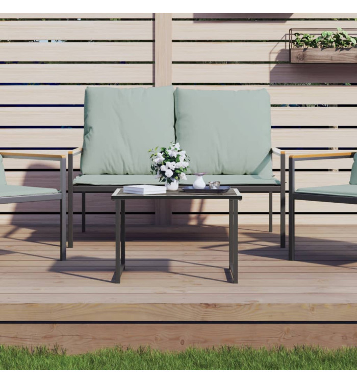 Table de jardin anthracite 55x40x37 cm acier | Mobilier & Déco