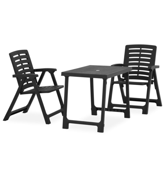 Ensemble de bistro pliable 3 pcs Plastique gris | Mobilier & Déco